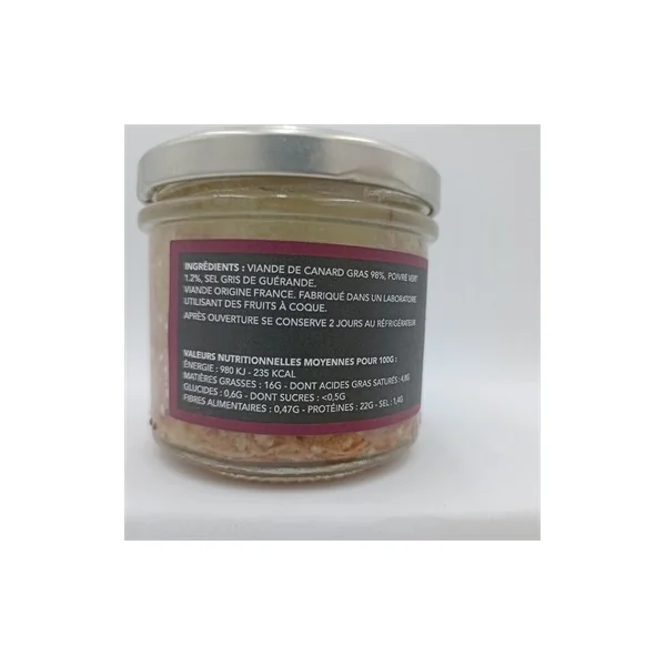 Rillettes de Canard au Poivre Vert 100g - La Jeantaine