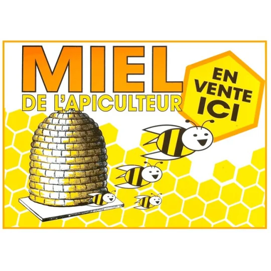 Panneau "Miel de l'apiculteur - En vente ici" pour Producteurs et Apiculteurs