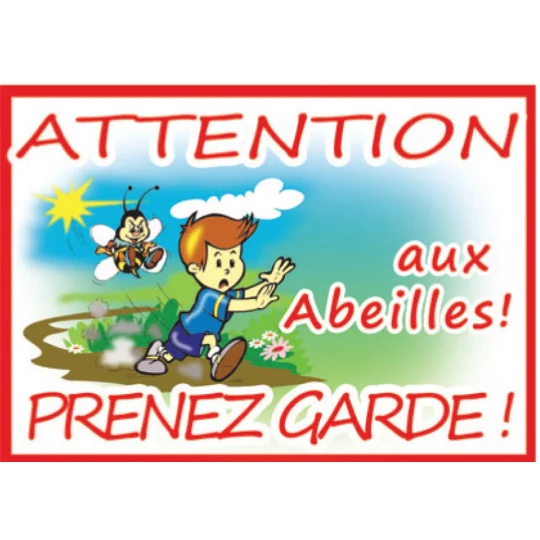 Panneau "Attention aux abeilles ! Prenez garde !" - Petit garçon pour Ruches