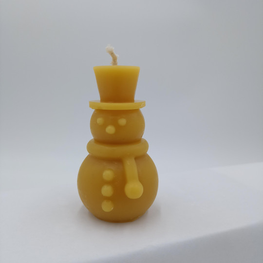 Bougie Cire d'Abeille - Bonhomme de Neige