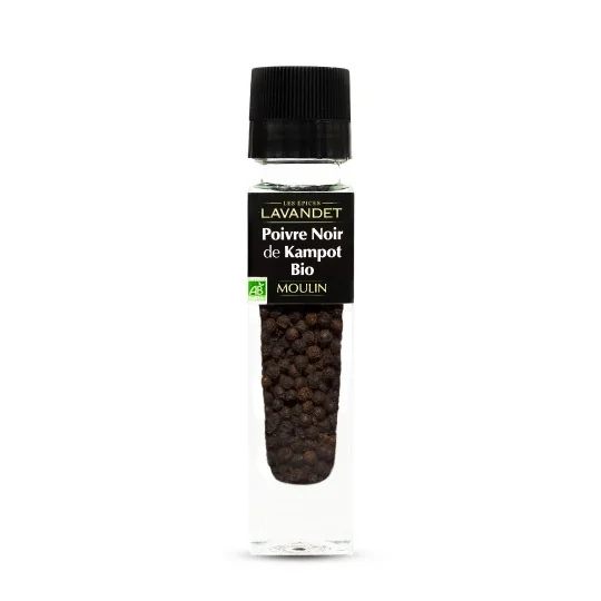 Epices Poivre Noir Kampot Bio Moulin 45 g - Luberon Gourmet