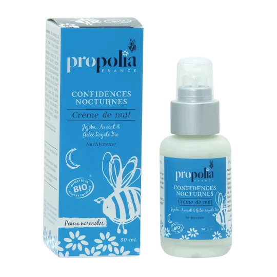 CREME DE NUIT BIO jojoba, Avocat, Gelée Royale Peaux Normales