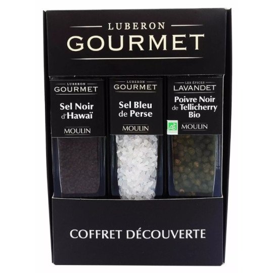 Epices Coffret Decouverte Sel et Poivres Bio 3 Moulins - Luberon Gourmet