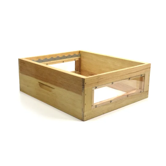 Hausse mi bois avec vitre d'observation - 9 cadres dadant