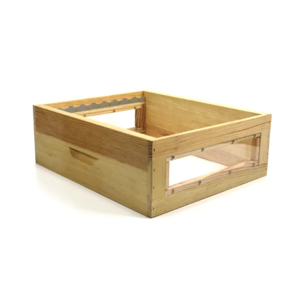 Hausse mi bois avec vitre d'observation - 9 cadres dadant