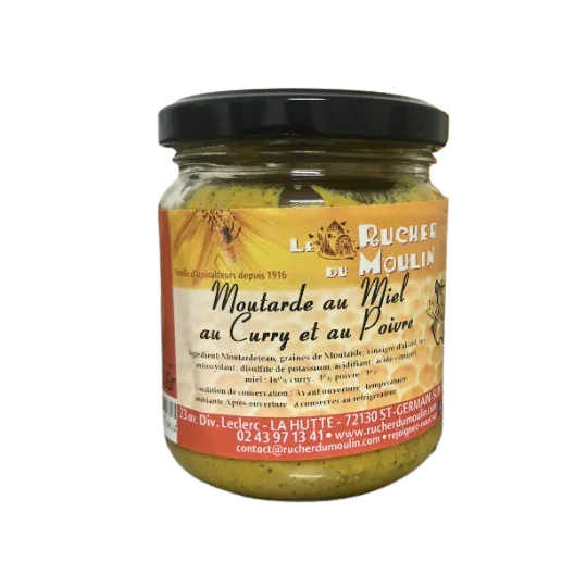 Moutarde au Miel - Curry et Poivre - Pot de 200gr