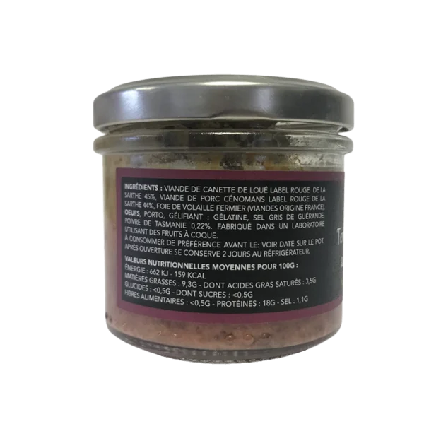Terrine de Canette au Poivre de Tasmanie 100g - LA JEANTAINE
