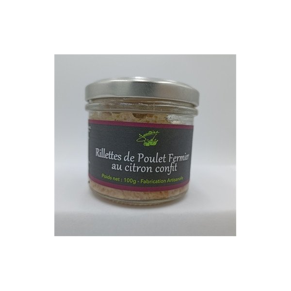 Rillettes de Poulet Fermier au Citron Confit 100g - La Jentaine
