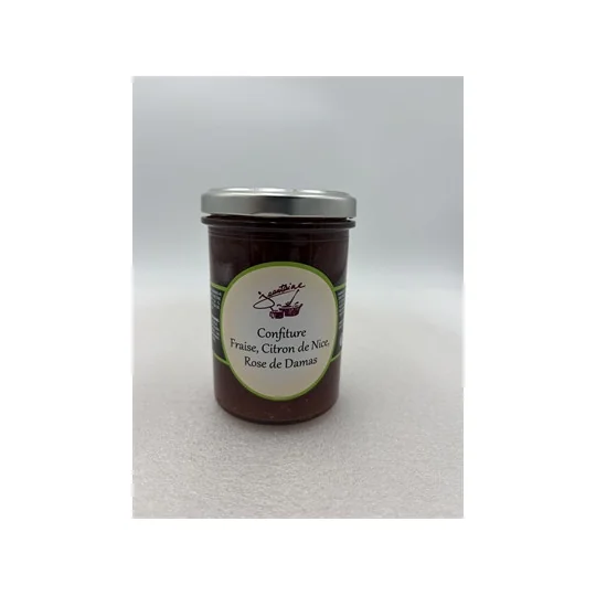 Confiture Fraise, Citron de Nice, Rose de Damas