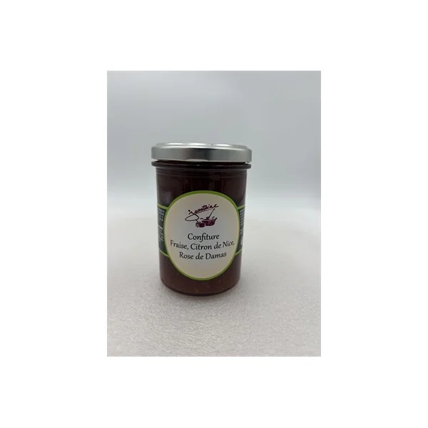Confiture Fraise, Citron de Nice, Rose de Damas