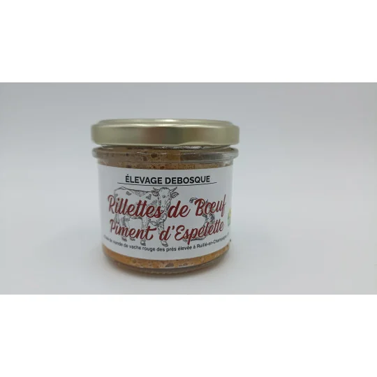 Rillette de boeuf piment d'espelette-90g-Gaec Debosque