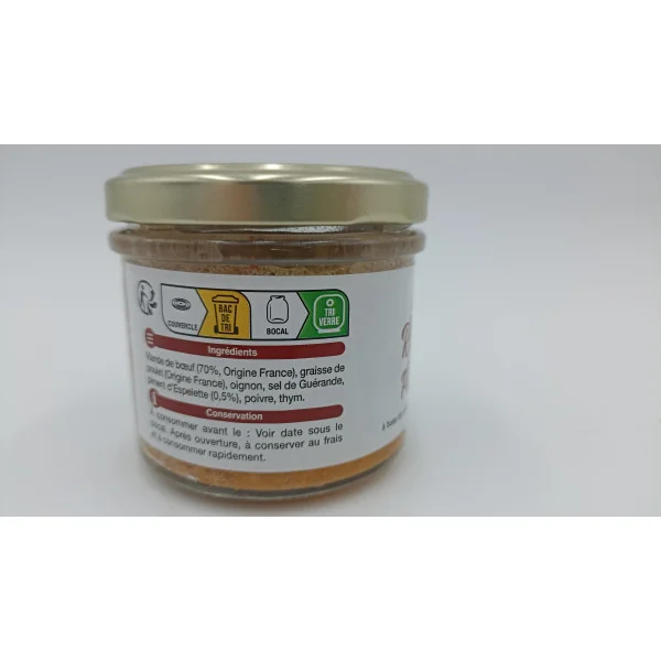 Rillette de boeuf piment d'espelette-90g-Gaec Debosque